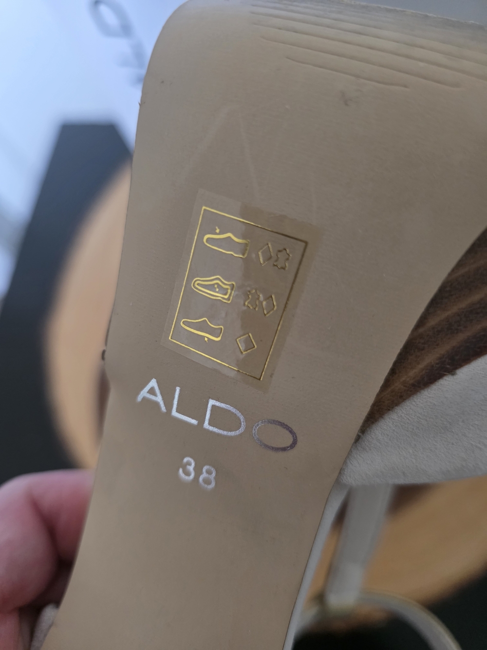 ALDO Gold and Cream T-Strap Peep-Toe Heels - Picture 6 of 9